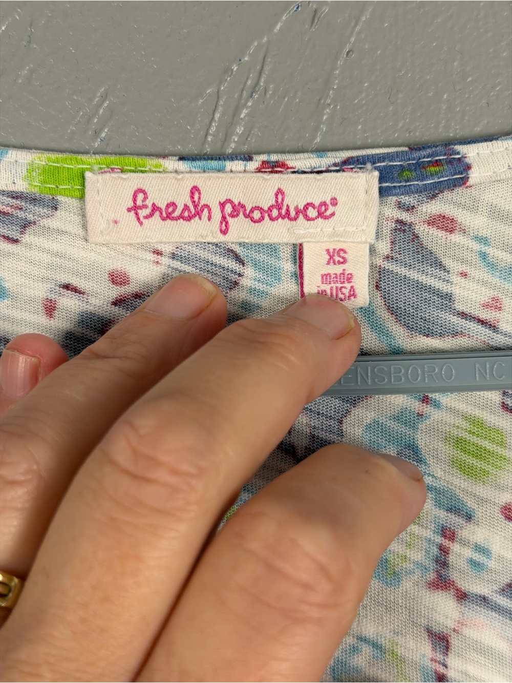 fresh produce Pink Script Label Floral Top - Blue, Green & Pink - Picture 2 of 7